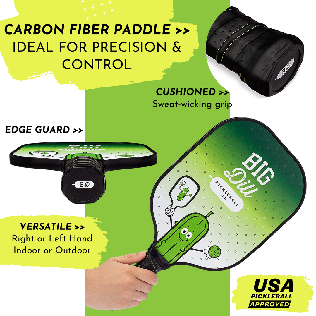 Original Carbon Fiber Pickleball Paddles Set with 2 Paddles, 2 Pickleballs, Bag & Covers - USA Pickleball Approved