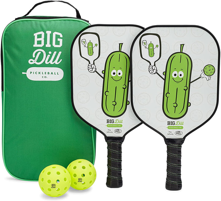 Infinity Fiberglass Pickleball Paddles Set with 2 Paddles, 2 Pickleballs, Bag & Covers - USA Pickleball Approved