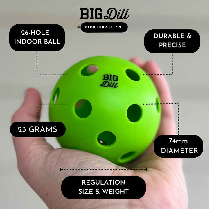 Big Dill Pickleball Co. Relish Indoor Pickleballs with 26 Holes (Pack of 4)