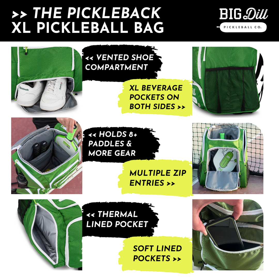 Pickleback Pickleball Backpack Bag with Shoe Compartment