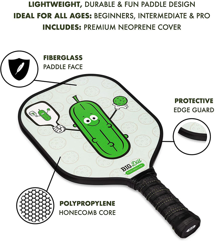 Infinity Fiberglass Pickleball Paddles Set with 2 Paddles, 2 Pickleballs, Bag & Covers - USA Pickleball Approved